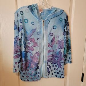 Kamana Floral Print Lightweight Mesh Zip Front Jacket